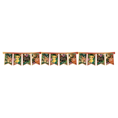 Cotillón Banderín Cartel Felicidades Animalitos de la Selva Disney 150 cm U