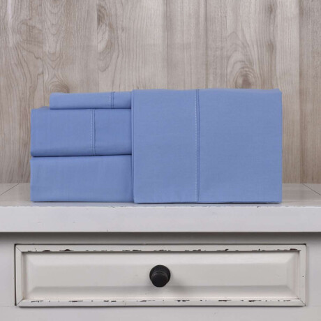 Juego Sábanas Queen Size Pilar 200 Hilos 100% Algodón Celeste 1