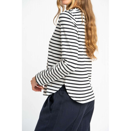 Remera Rayada Algodón Nacar