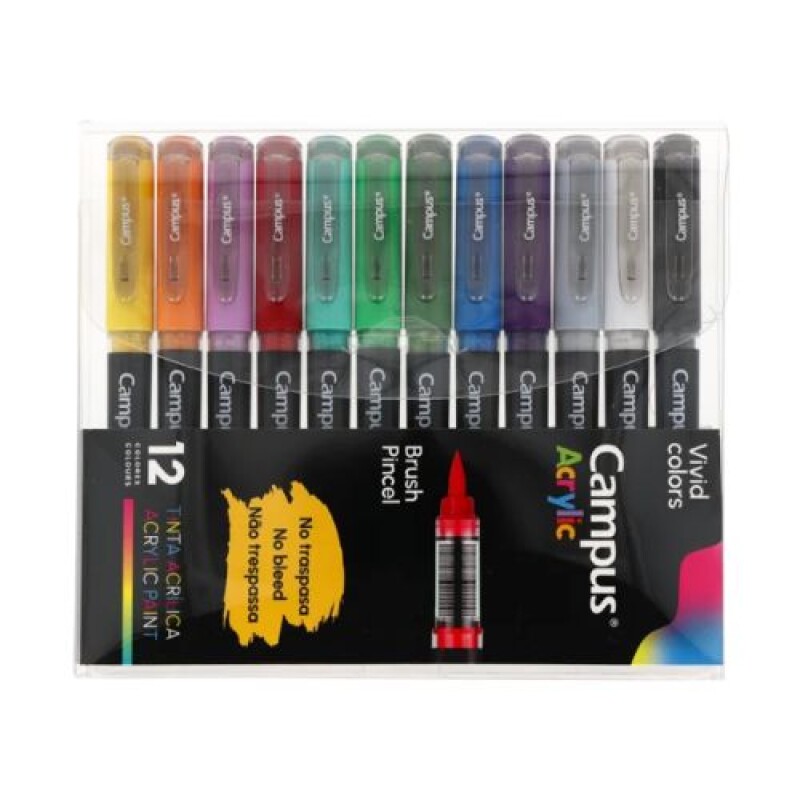Marcadores Campus Acrilicos punta pincel x12 Marcadores Campus Acrilicos Punta Pincel X12