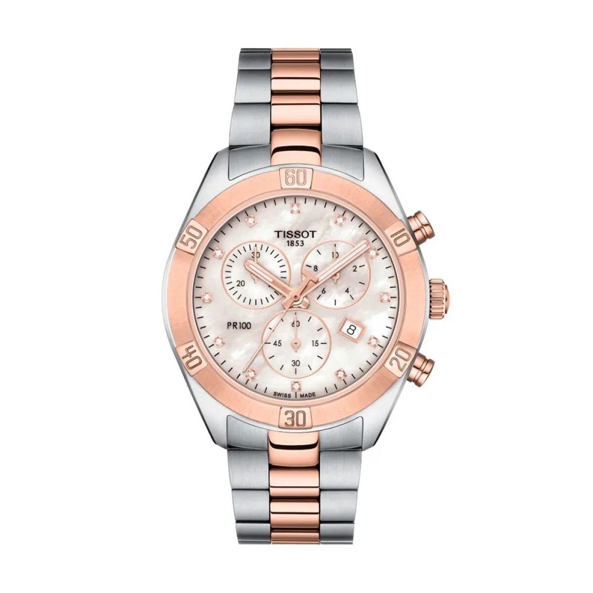 Reloj Tissot T1019172211600 Pr 100 Sport Chic Chronograph Para Mujer De Acero Bicolor 