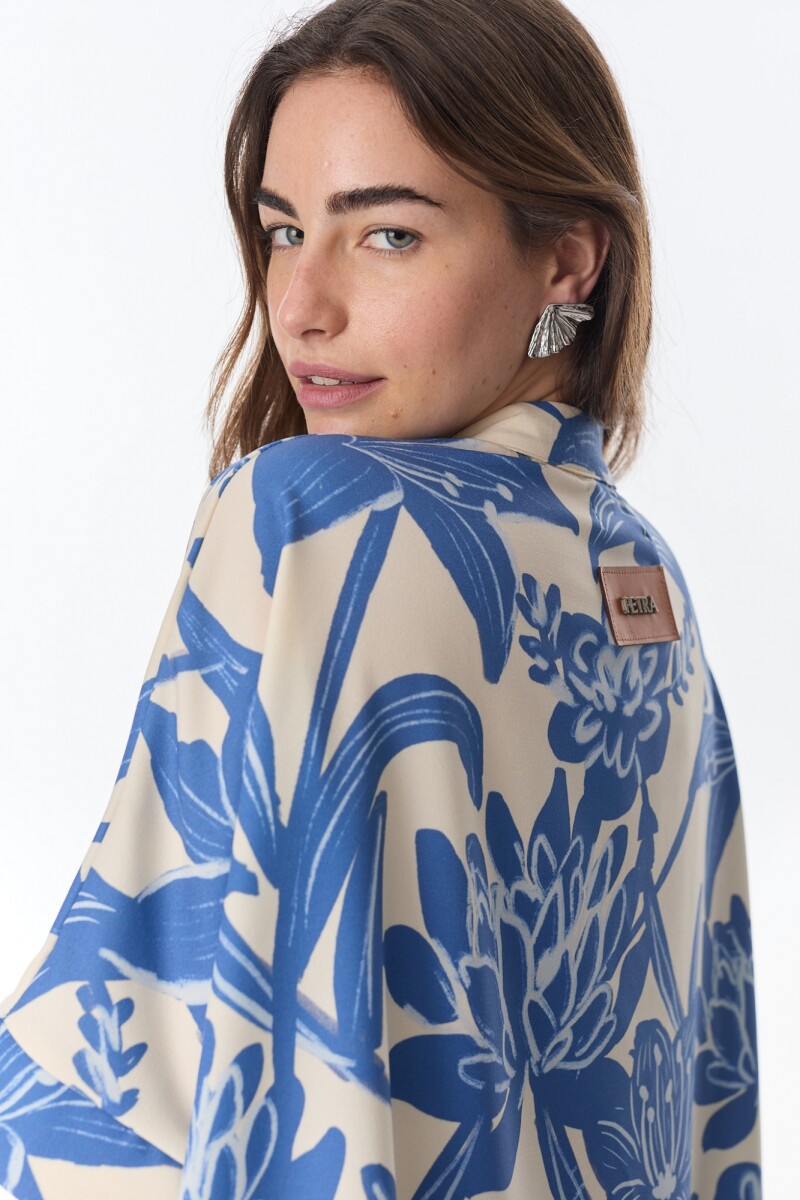 Camisa Azorella Flores Azul