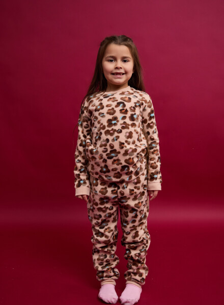 Pijama infantil polar animal print Rosado