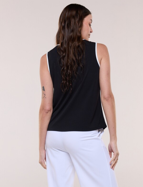 Musculosa Combinada Con Aplique Metálico NEGRO