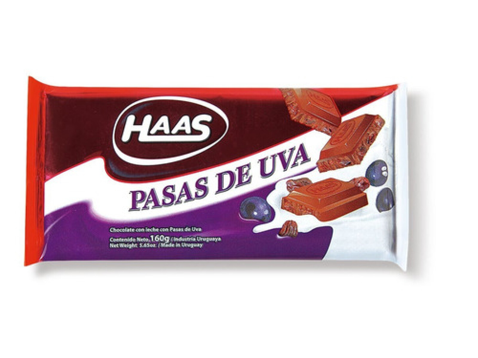 TABLETA CHOCOLATE HAAS 150G PASAS DE UVA 