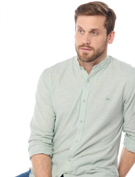 CAMISA DE LINO CUELLO MAO Menta