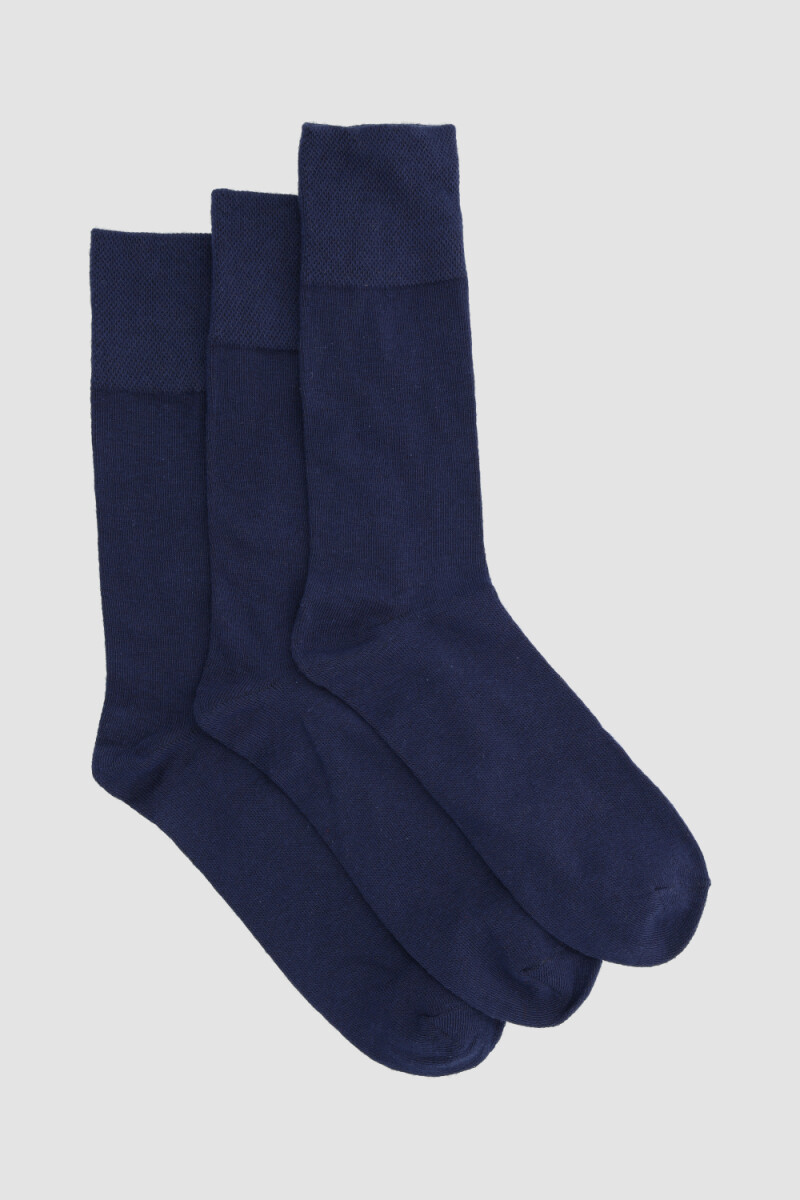 Pack x3 media lisa sujecion suave hombre - Azul 