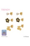 Set caravanas cereza flor y circonia Dorado