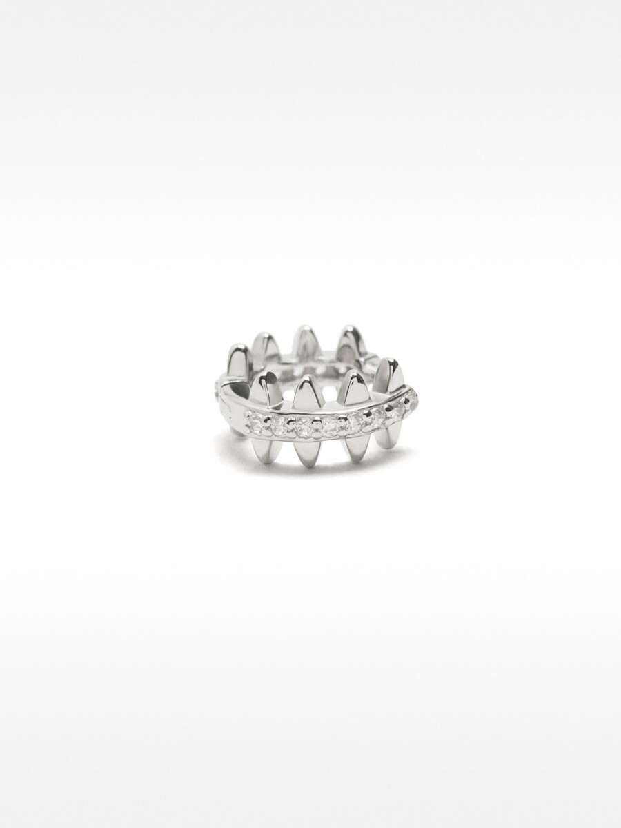 Pendiente Individual Con Circonitas Y Relieve - Plata De Ley 925 plateado