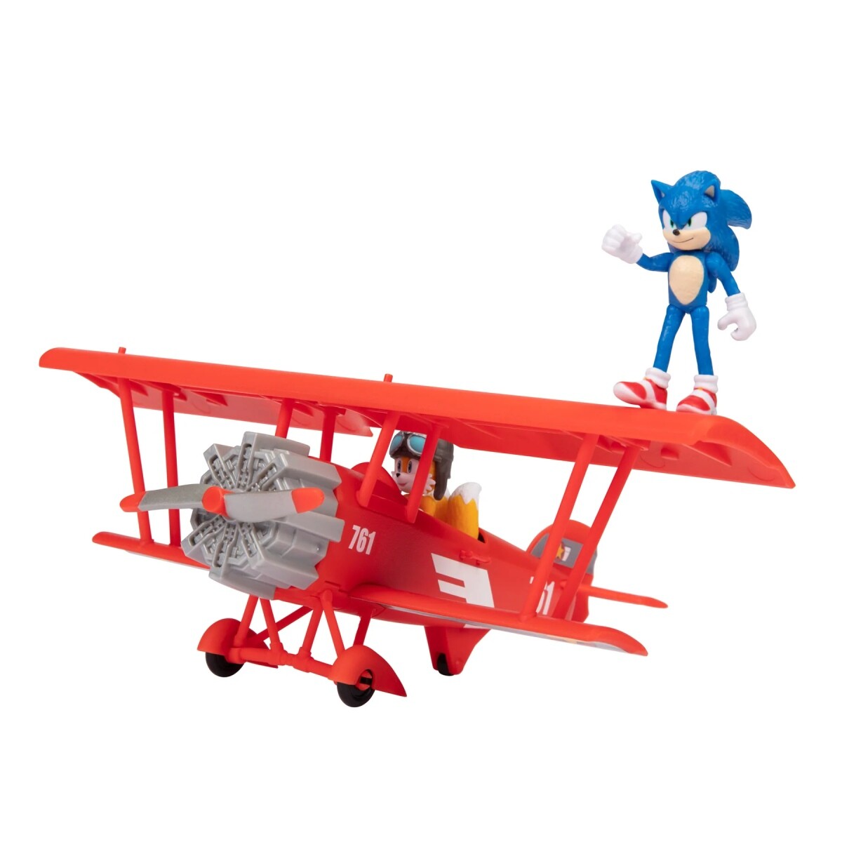 Avión Biplano con Figuras de Sonic y Tails 