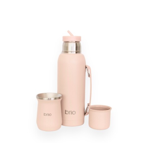 Set De Termo 1 Litro Y Mate Diseño Clásico brio Acero Inox Salmón