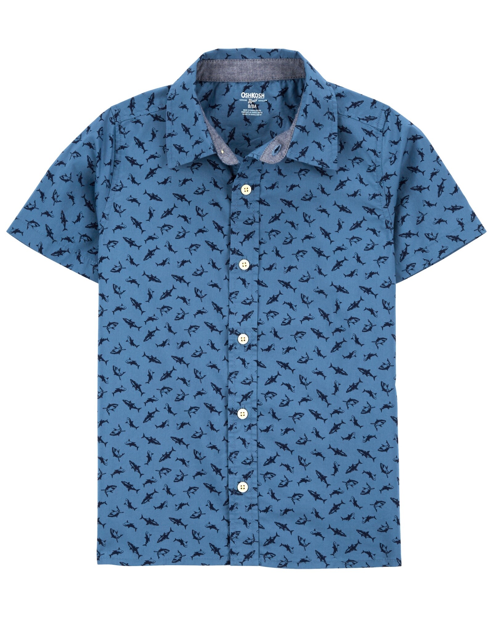 Camisa de algodón, manga corta diseño tiburones Sin color
