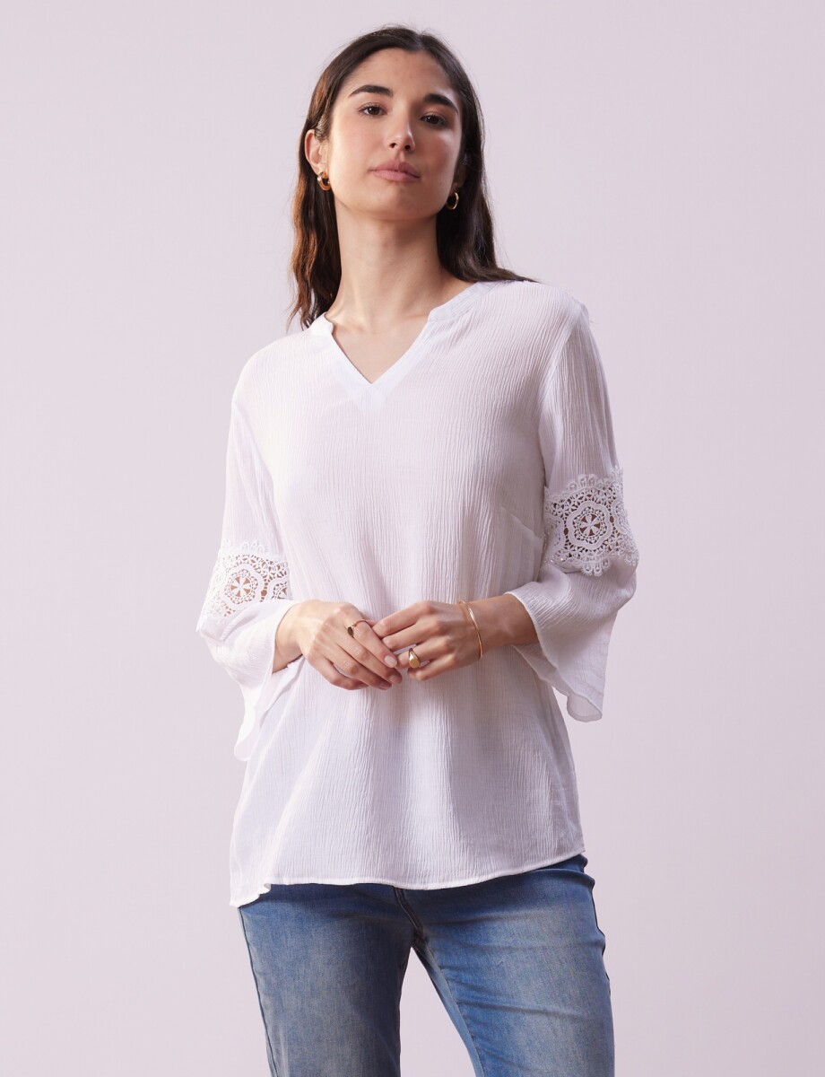 Blusa Manga Calada - Blanco 