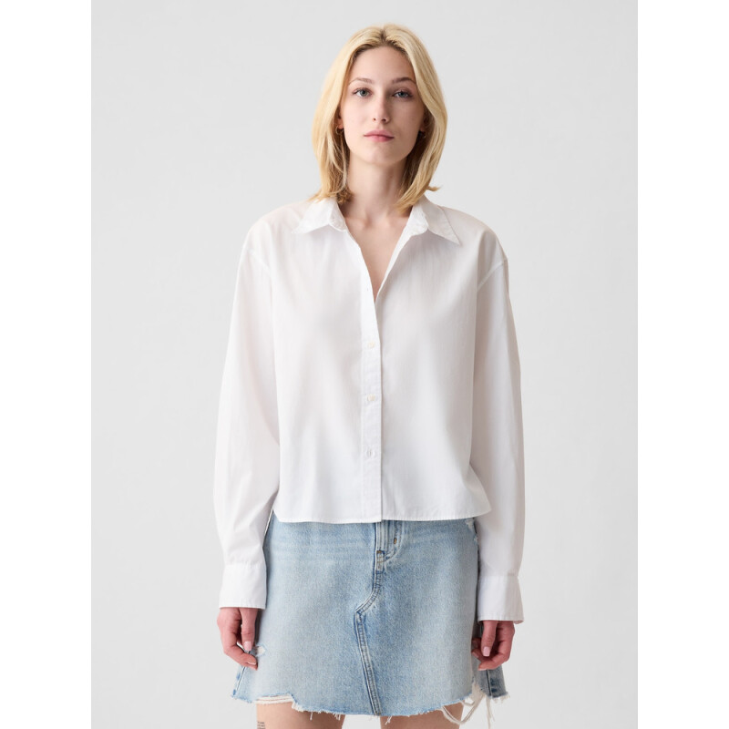 LS CROPPED SHIRT OPTIC WHITE