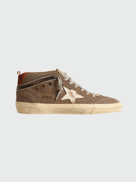 GOLDEN GOOSE - Zapatillas Mid-Star Lona con estrella de piel Alta Automática
