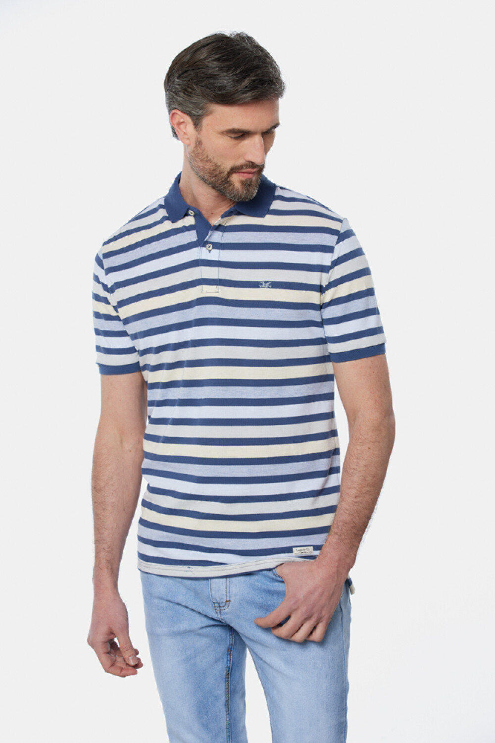 REMERA POLO RAYADA Azul