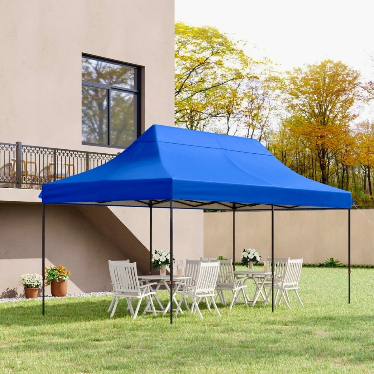 Gazebo plegable para exterior 3m x 6m | Azul 