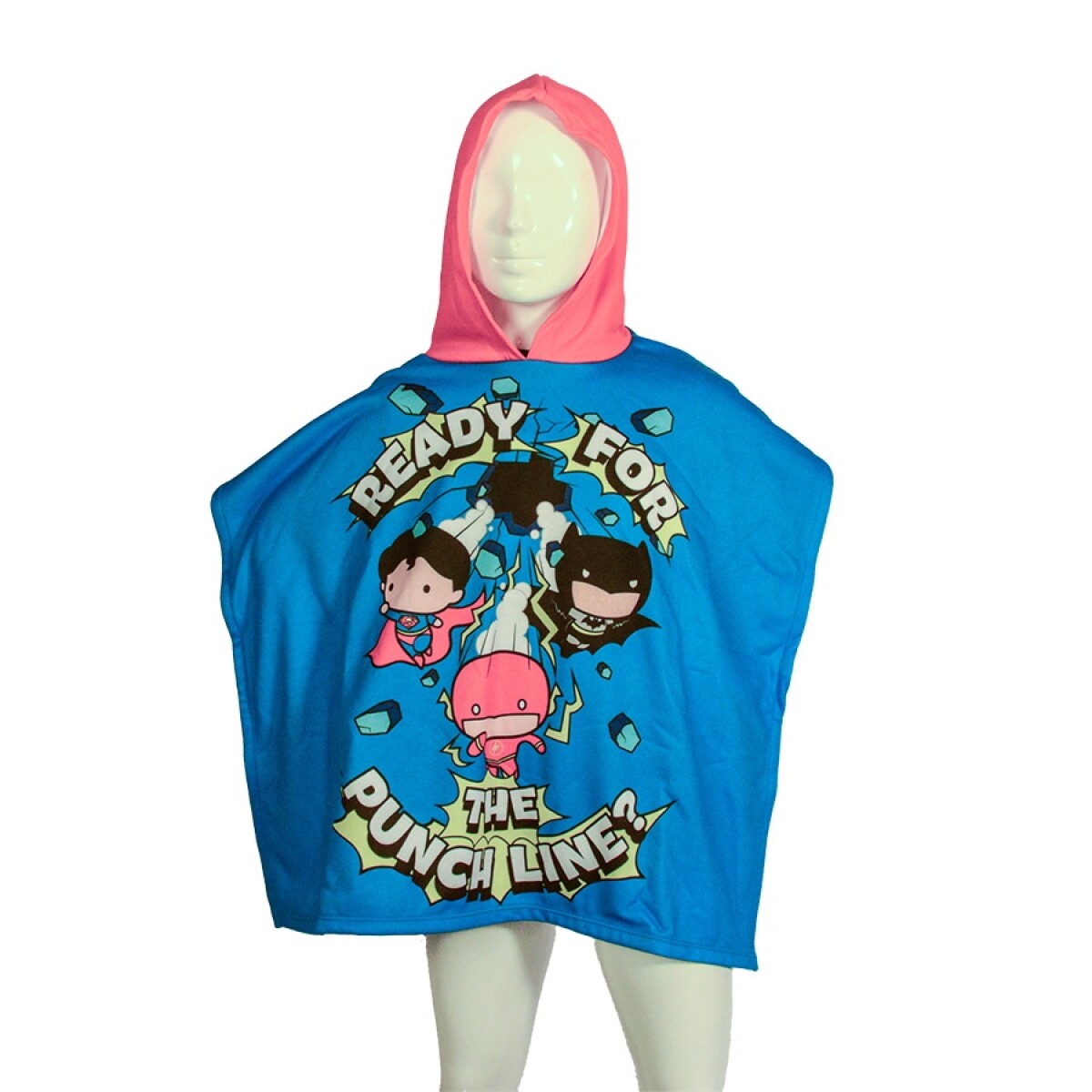 Toalla DC Poncho Superfriends de Niños - SUITSS24803 - Celeste-rojo 