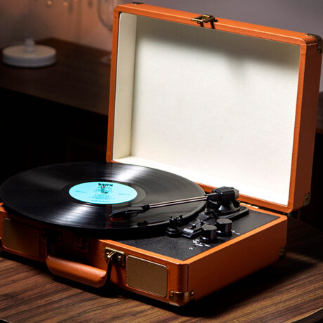 Tocadiscos Vinilo Retro Parlante Bluetooth Portátil Marron