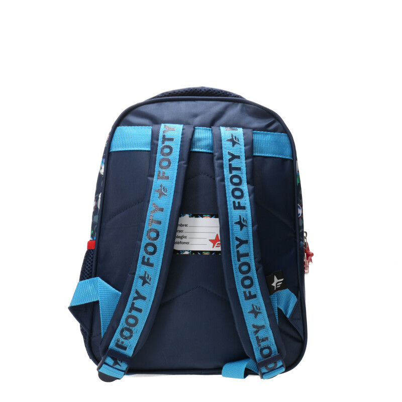 Mochila Footy Futbol 13" con Luz Led Azul Marino - Celeste