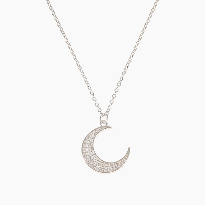 Cadena con dije de luna en plata 925 y circonias Cadena Con Dije De Luna En Plata 925 Y Circonias