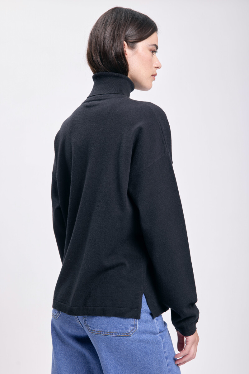 Polera punto de rib Negro