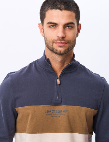 REMERA POLO RAYADA DE ALGODÓN Azul