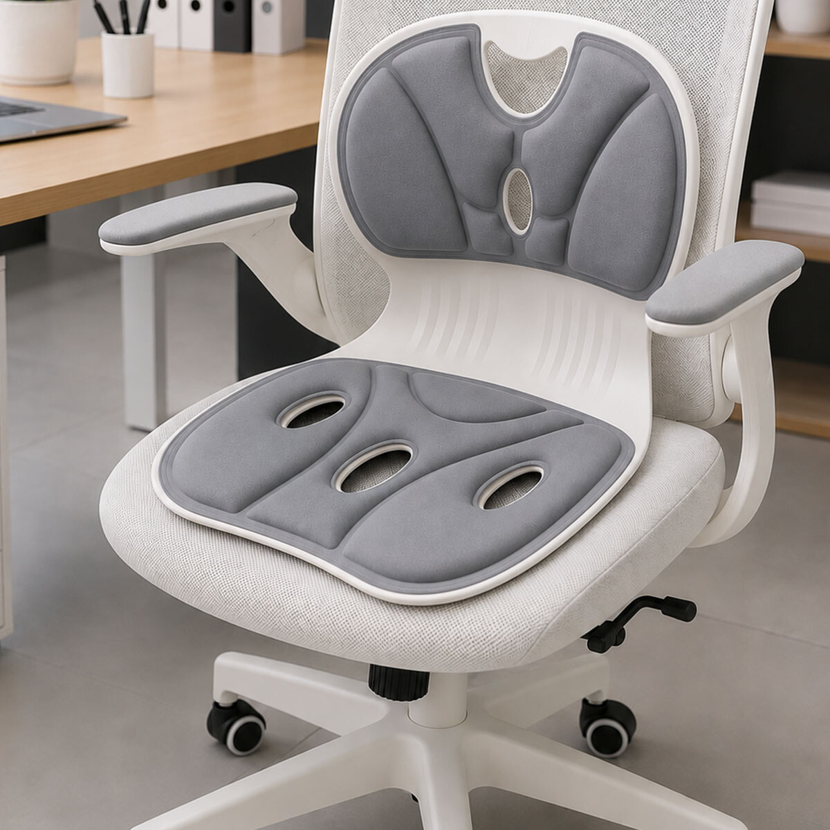 Respaldo Lumbar Corrector De Postura Espaldar Ergonómico - Gris 