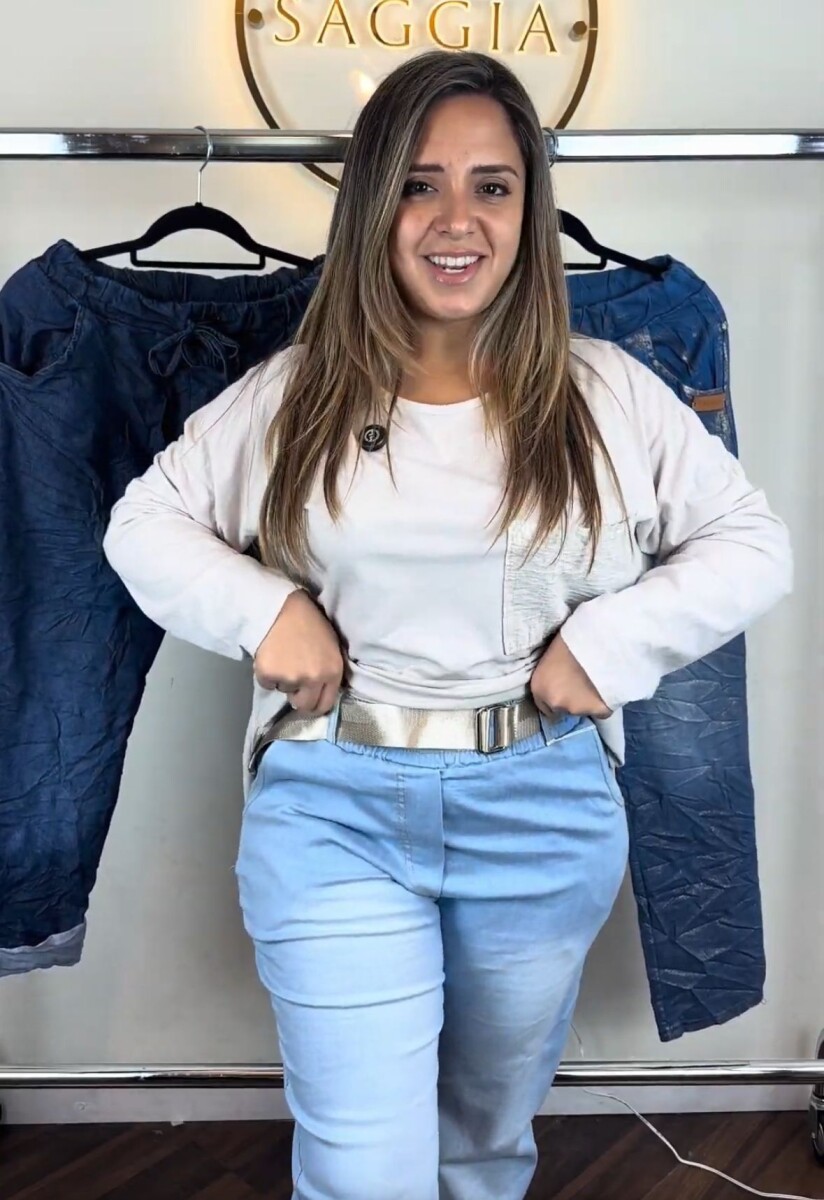 Pantalón de Jean over size - Celeste 