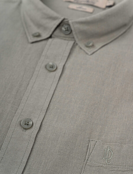 Camisa m/l lino lisa verde claro