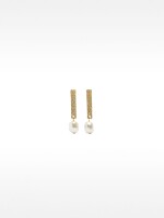 Pendientes De Barra Con Perlas dorado