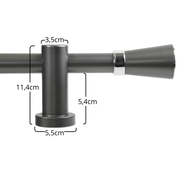 Barrote cortina de metal 2 m + 2 Soportes PLATEADO