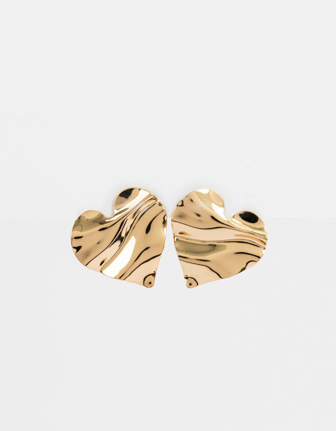Aros Colgantes Cortos Chapon Aros De Corazones - Dorado