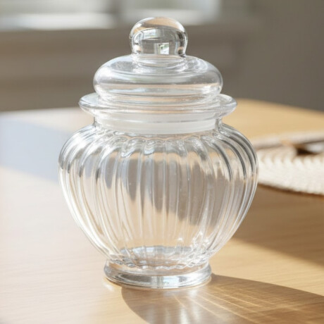 Frasco de vidrio ovalado con tapa 300 ml TRANSPARENTE