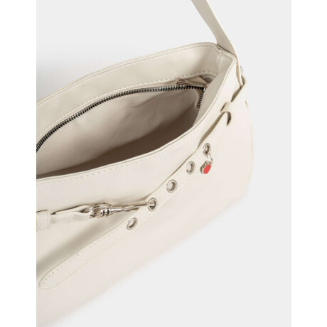 Bandolera Con Arandelas Y Charm Blanco Crudo