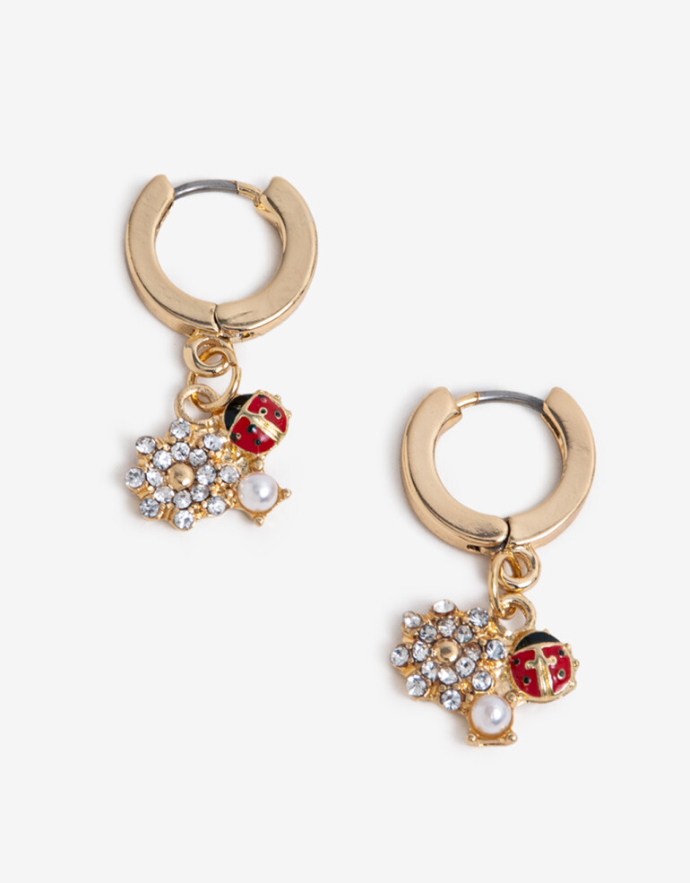 Aros Argollas Color Aros Argollas Lady Bug - Dorado