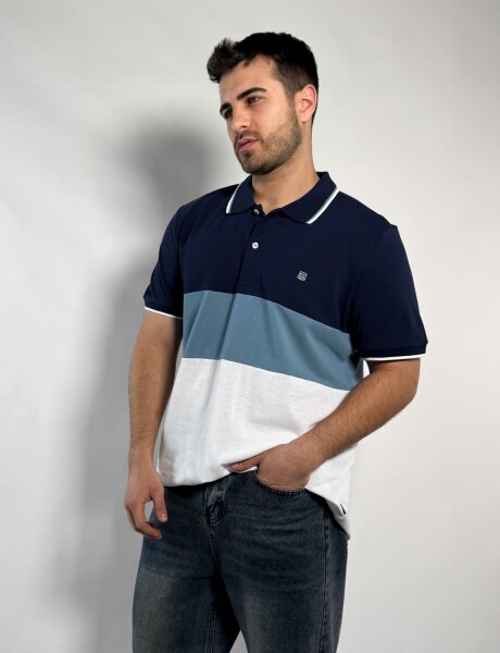 Remera polo pique combinada Costa Azul