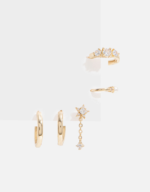 Aros Sets Strass Set De Aros Con Cubic Zirconia - Dorado
