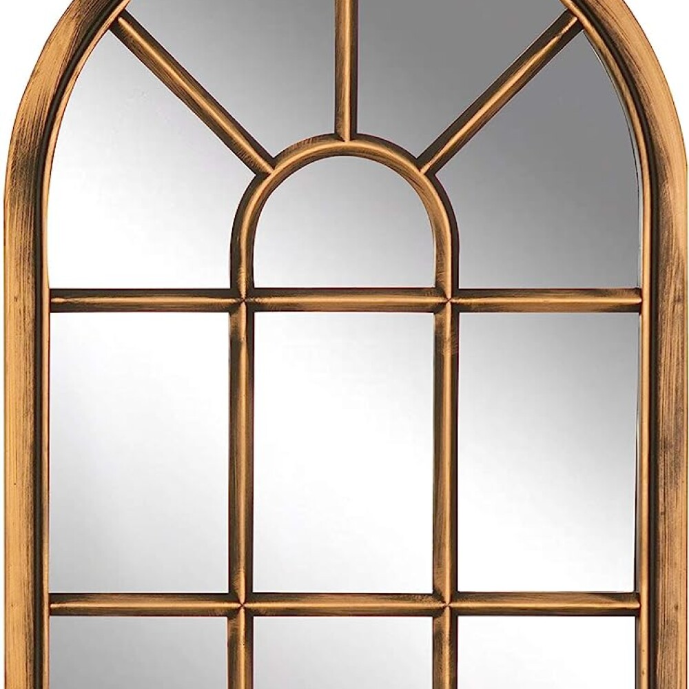 Espejo De Pared Colgante Decorativo Estilo Ventana 71x36cm Bronce