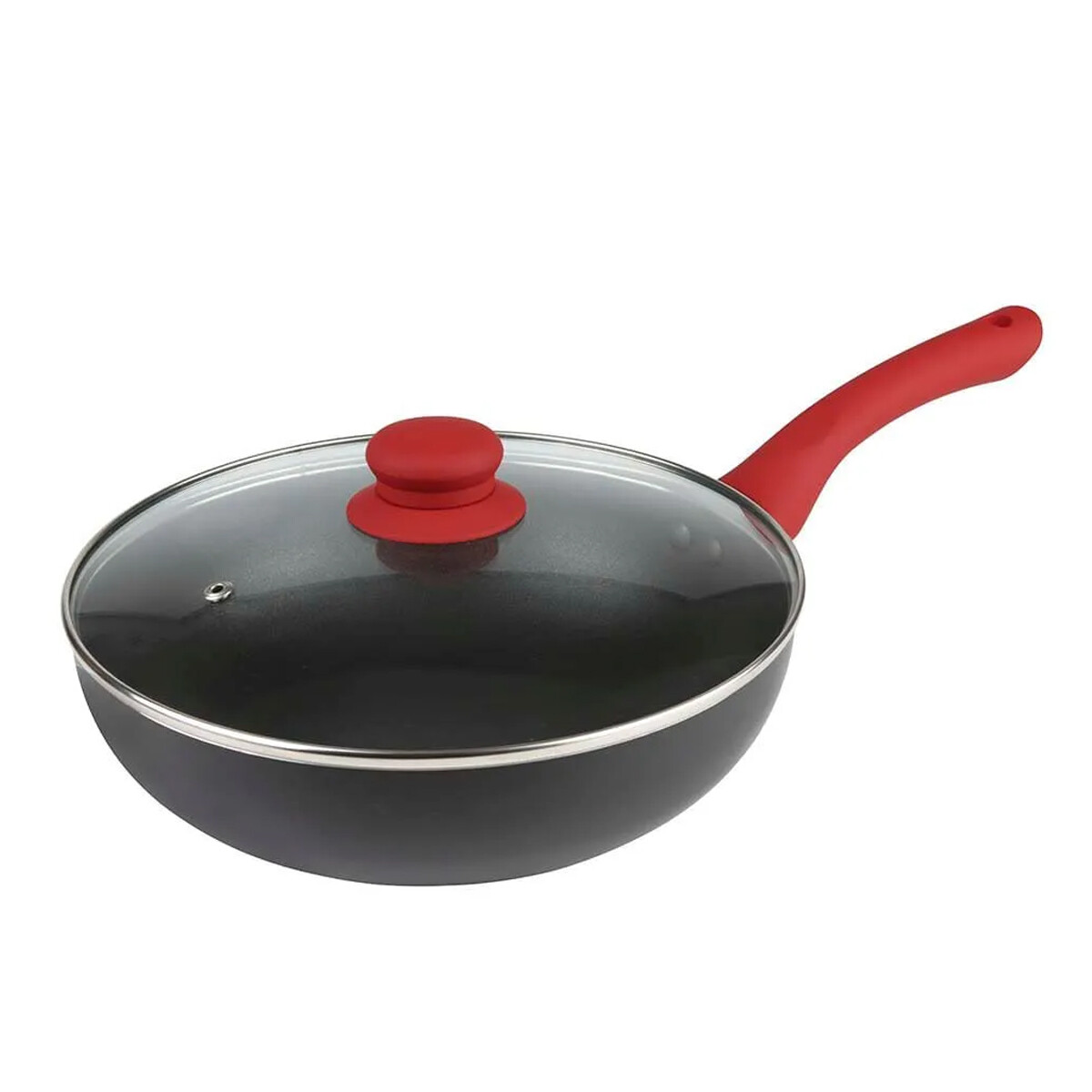 Sartén wok en aluminio aroma con tapa 24 cm - ALUMINIO 