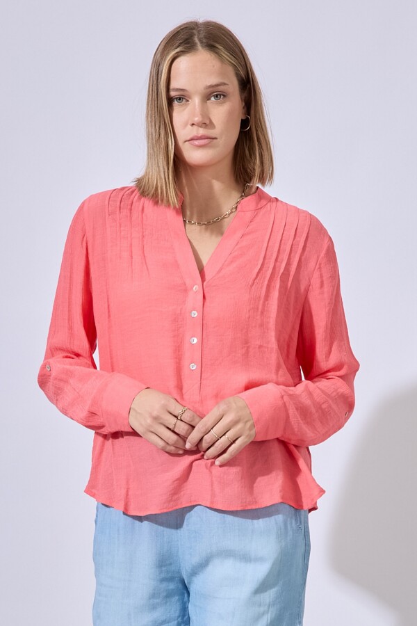 Blusa Gasa Plisada CORAL