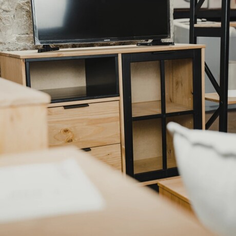 APARADOR BARGUEÑO EN MADERA MACIZA - 2 CAJONES - PUERTA EN VIDRIO APARADOR BARGUEÑO EN MADERA MACIZA - 2 CAJONES - PUERTA EN VIDRIO