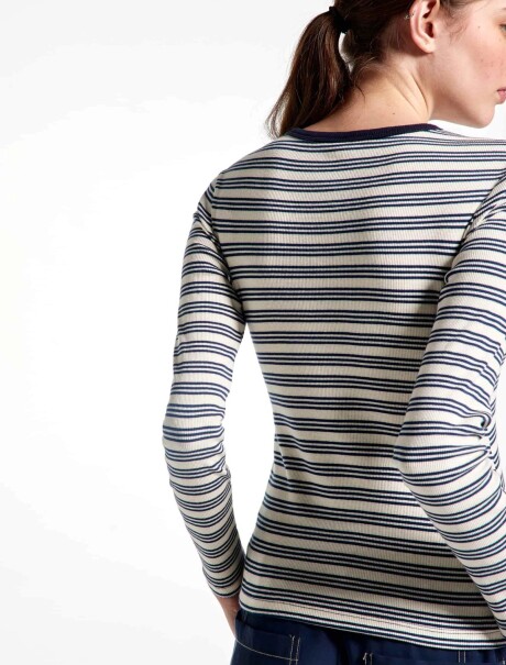 CAMISETA MANGA LARGA A RAYAS AZUL