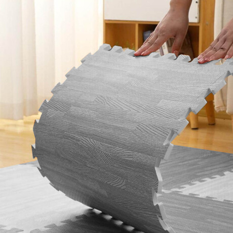 Set X20 Tatami Alfombra Piso Encastre Simil Madera Gris