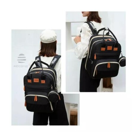 Bolso Mochila Maternal Pañalera Cambiador NEGRO
