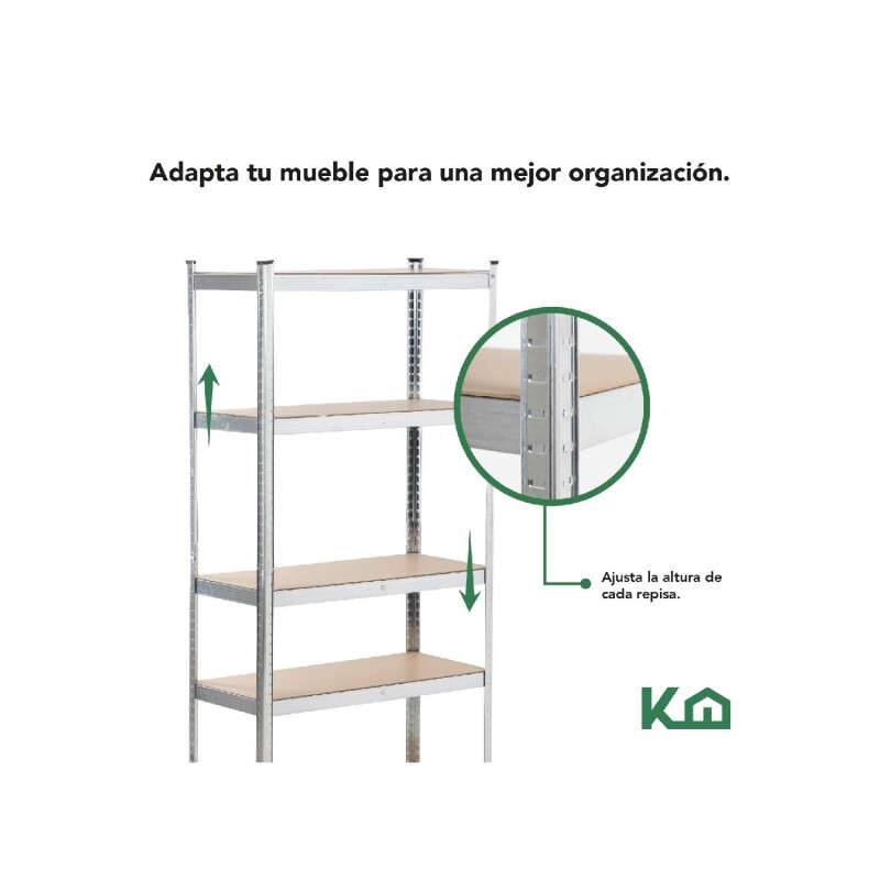 Estanteria Metálica con 5 Estantes Madera MDF 180x90x40cm Gris
