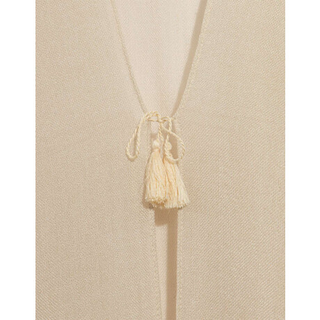 Kimono Tejido Con Flecos Blanco Crudo