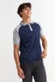 Remera polo manga corta combinada AZUL