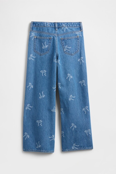 Jean Wide Tiro Alto Niña Medium Wash