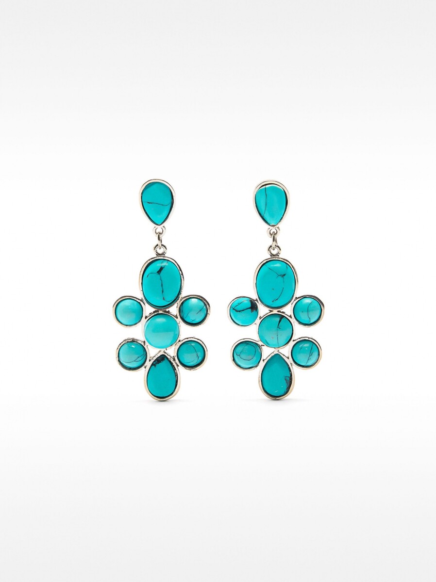Pendientes Largos Con Piedras - azul 